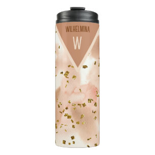 Bouteilles Isothermes Faux Gold Brown et rose personnalisé