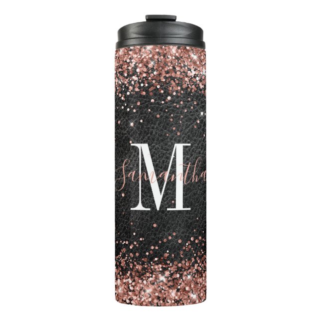 Bouteilles Isothermes Faux Rose Gold Parties scintillant Monogramme en c (Devant)