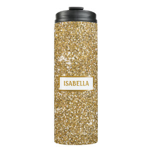 Bouteilles Isothermes Faux Yellow Parties scintillant Texture Look & Cus