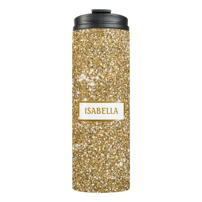 Bouteilles Isothermes Faux Yellow Parties scintillant Texture Look & Cus (Devant)