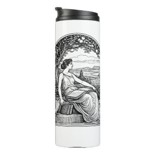 Bouteilles Isothermes Femme Art Nouveau lisant sous un arbre d'époque