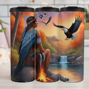 Bouteilles Isothermes Femme autochtone Femme ailée et aigle en flammes.