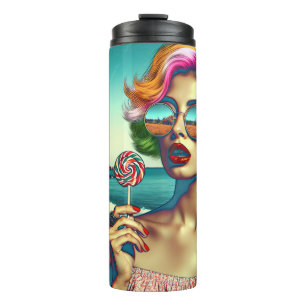 Bouteilles Isothermes Femme Belle de l'Art Pop Rétro avec Sucette