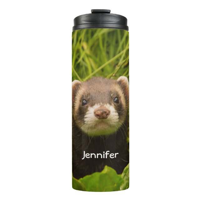 Bouteilles Isothermes Ferret Brown mignon dans l'herbe photo (Devant)