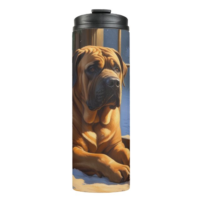 Bouteilles Isothermes Festif Bullmastiff avec les lumières de Noël (Devant)