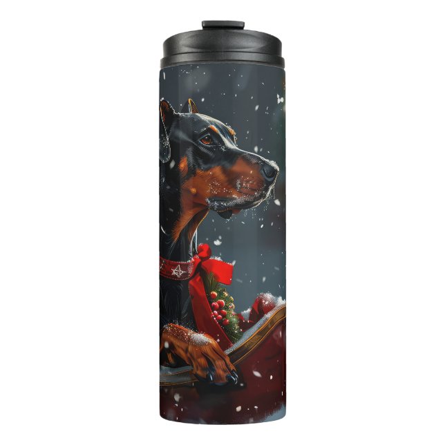 Bouteilles Isothermes Festive de Noël de chien Doberman (Devant)