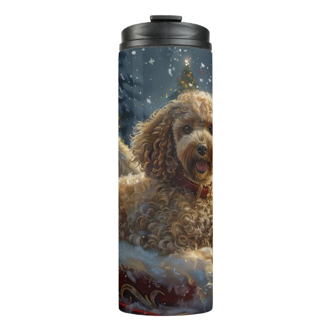 Bouteilles Isothermes Festive de Noël du chien de caniche (Devant)