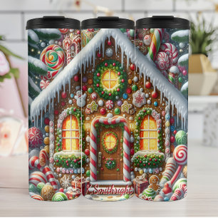 Bouteilles Isothermes Festive pain d'épices Maison des bonbons couverts