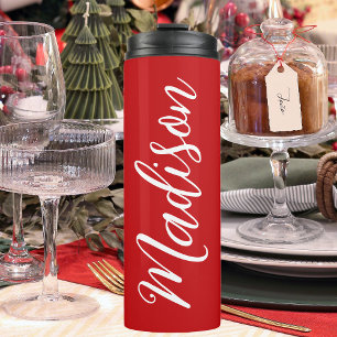 Bouteilles Isothermes Festive Red Ajouter Votre Nom Élégant Noël