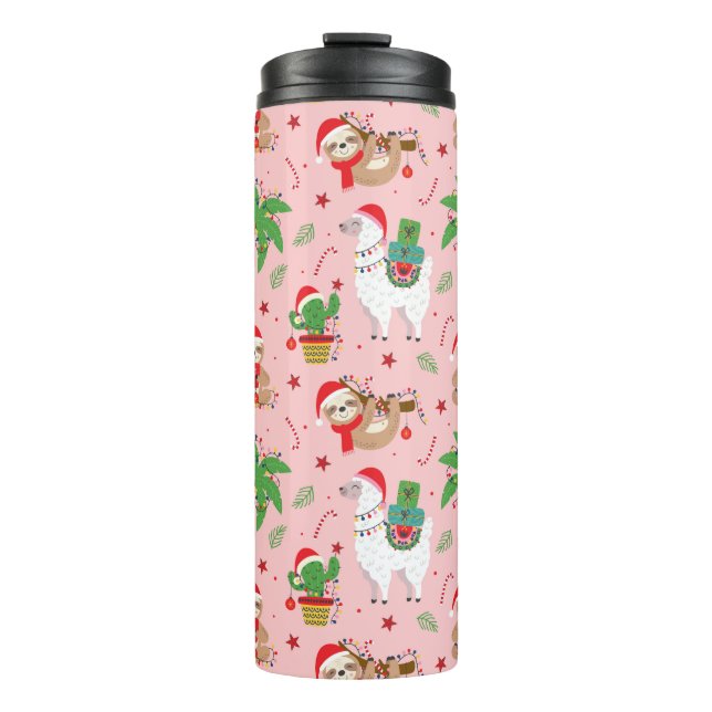 Bouteilles Isothermes Festive Sloths and Llamas Motif de vacances (Devant)