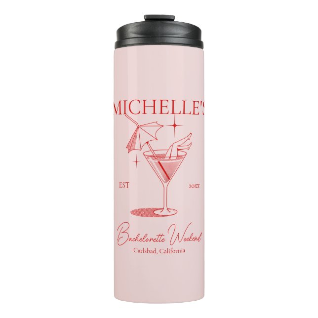 Bouteilles Isothermes Fête de Fille de Cocktail Rétro (Devant)