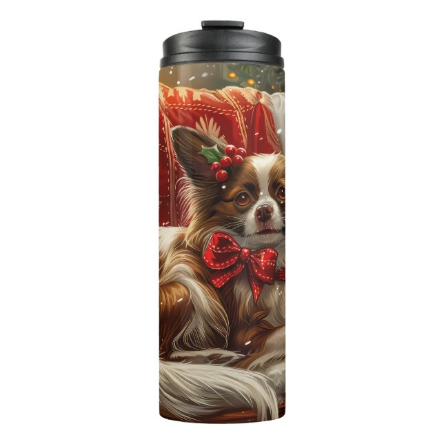 Bouteilles Isothermes Fête de Noël de chien de Papillon (Devant)