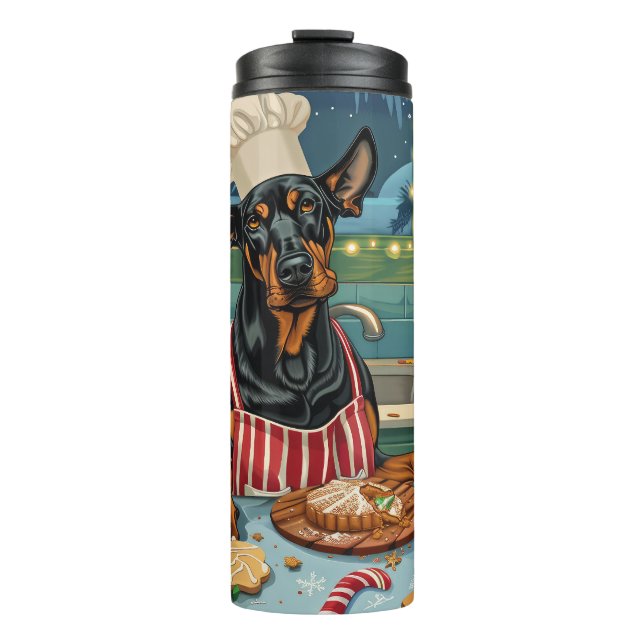 Bouteilles Isothermes Fête de Noël Doberman Pinscher (Devant)