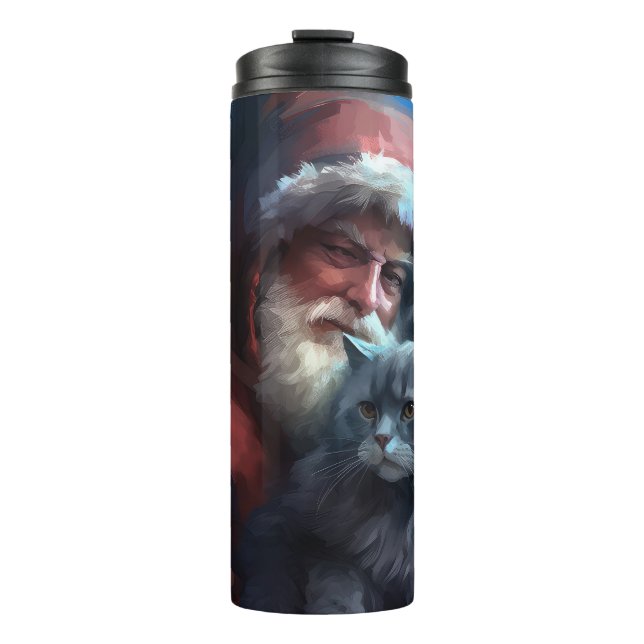 Bouteilles Isothermes Fête du Père Noël du chat bleu russe (Devant)