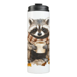 Bouteilles Isothermes Feuilles d'automne confortable raccoon avec tasse
