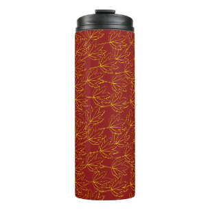 Bouteilles Isothermes feuilles d'automne jaune motif sur brun