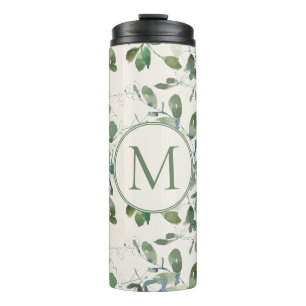 Bouteilles Isothermes Feuilles de eucalyptus vert sauge sur monogramme c