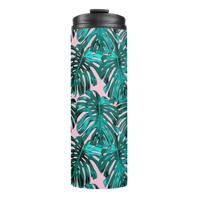 Bouteilles Isothermes Feuilles de la jungle tropicale Turquoise rose (Devant)