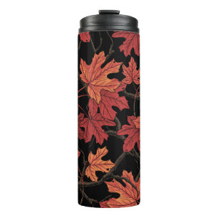 Bouteilles Isothermes Feuilles de l'érable d'automne rouge sur fond noir