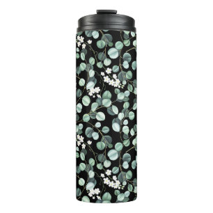 Bouteilles Isothermes Feuilles de l'Eucalyptus : Motif de fleurs blanche