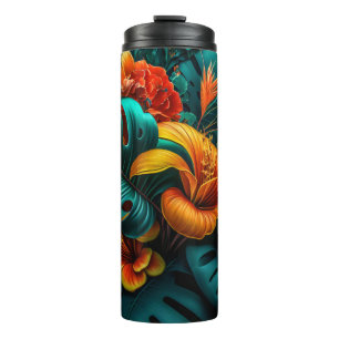 Bouteilles Isothermes Feuilles et fleurs tropicaux colorés et élégants