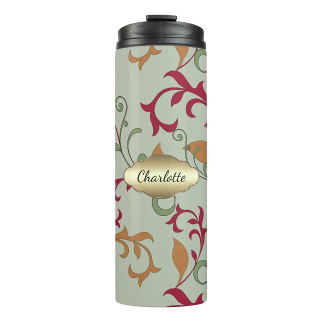 Bouteilles Isothermes Feuilles et torrents d'automne avec Monogramme (Devant)