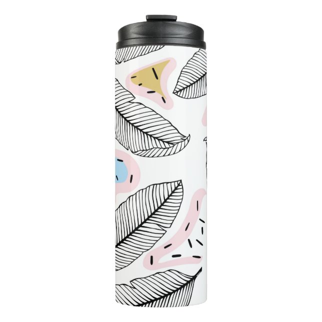 Bouteilles Isothermes Feuilles tropicaux. Motif sans couture botanique.  (Devant)