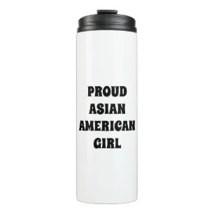 Bouteilles Isothermes Fier Asiatique Américaine Fille, noir blanc