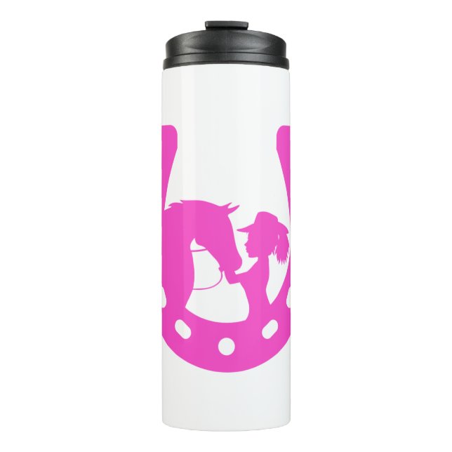 Bouteilles Isothermes Fille avec cheval et Casquette occidental Hot rose (Devant)
