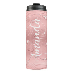 Bouteilles Isothermes Fille Blush Rose Parties scintillant Or Monogramme