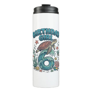Bouteilles Isothermes Fille d'anniversaire 6 Tortue de mer Conception de