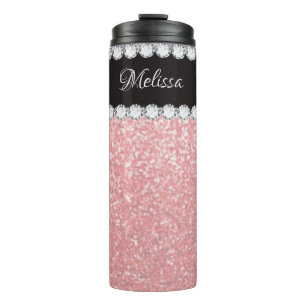 Bouteilles Isothermes Fille Diamant rose Personnalisé Paruline thermique