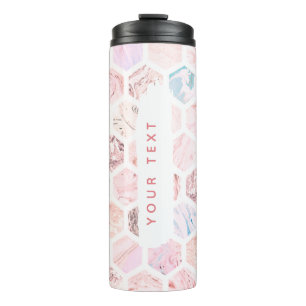 Bouteilles Isothermes Flacon de marbre rose personnalisé d'hexagone