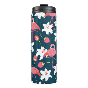 Bouteilles Isothermes Flamant rose et Lilies Tropical vintage sans coutu