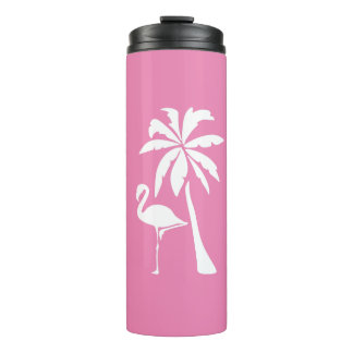Bouteilles Isothermes Flamant rose rose et palme