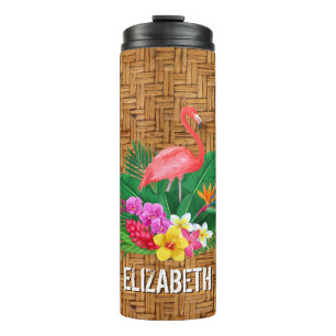 Bouteilles Isothermes Flamant rose rose personnalisé imprimé en osier fl
