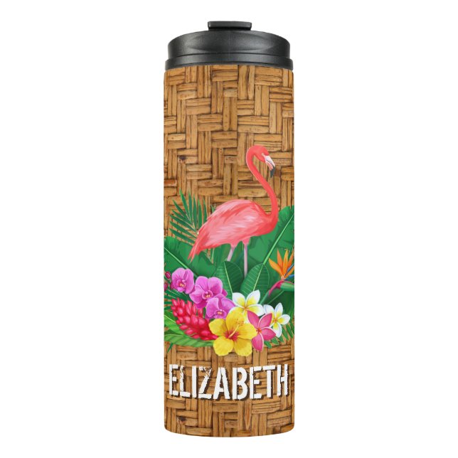 Bouteilles Isothermes Flamant rose rose personnalisé imprimé en osier fl (Devant)