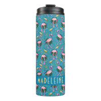Flamant rose Tropical Cute Turquoise Gold Motif Cu