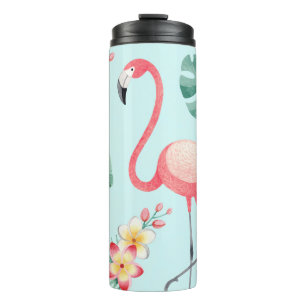 Bouteilles Isothermes Flamants roses Fleurs tropicales Motif aquarelle