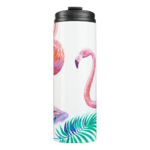 Bouteilles Isothermes Flamants roses tropicaux : Orchidées Aquarelle tra