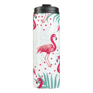 Bouteilles Isothermes Flamingo tropical et feuille, motif d'été.