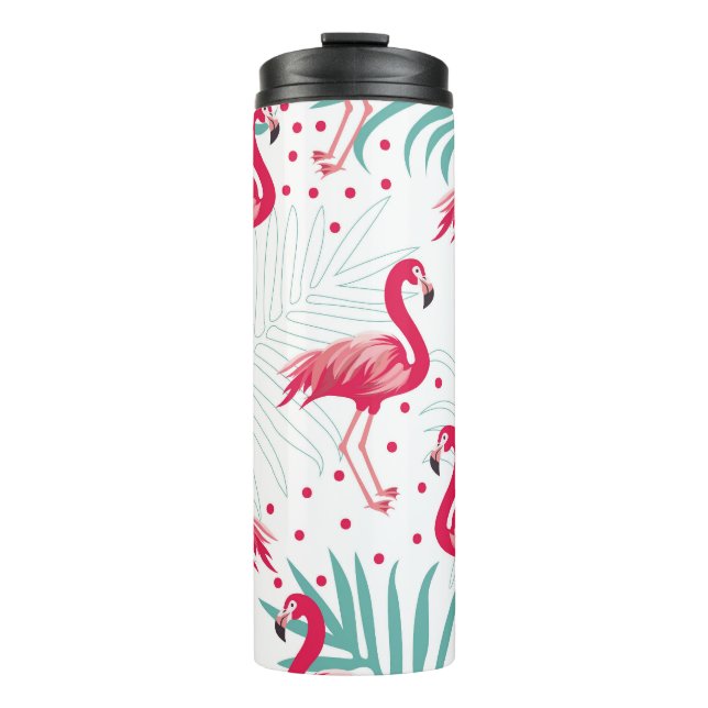 Bouteilles Isothermes Flamingo tropical et feuille, motif d'été. (Devant)