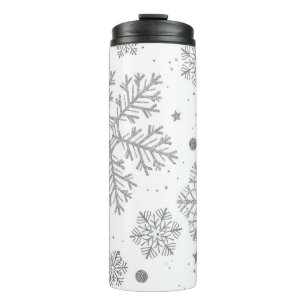 Bouteilles Isothermes Flammes de neige en argent sur blanc