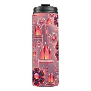 Bouteilles Isothermes Fleur Art déco motif floral rose géométrique
