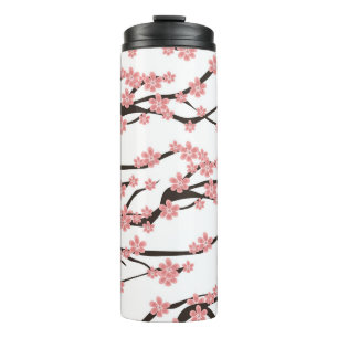 Bouteilles Isothermes Fleur de cerisier : Blanc Vintage Sans Seamless.