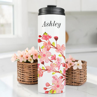 Bouteilles Isothermes Fleur de cerisier rose blanc floral 