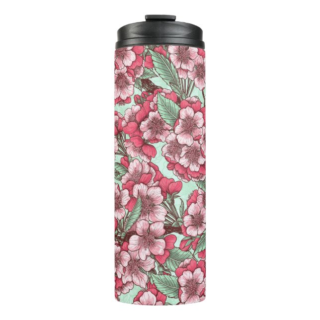Bouteilles Isothermes Fleur de cerisier rose et menthe (Devant)