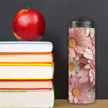 Fleur de marguerite 3D rose et blanche 