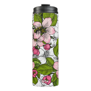 Bouteilles Isothermes Fleur de pomme sur blanc