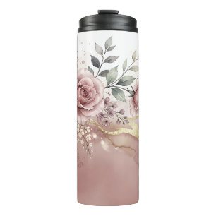 Bouteilles Isothermes Fleur de rose doré rosé